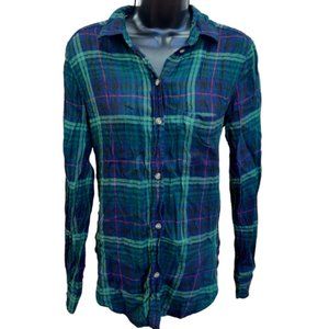 American Eagle Classic Holiday Plaid Tunic Length High/Low Flannel Sz S